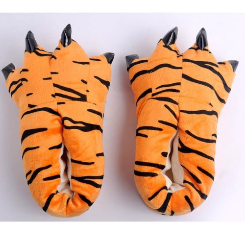 Christmas Halloween Unisex Boys Girls Orange Black Tiger Animal Paw Shoes