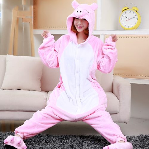 Halloween Christmas Pink Pig Kigurumi Costume Onesie For Adults & Kids