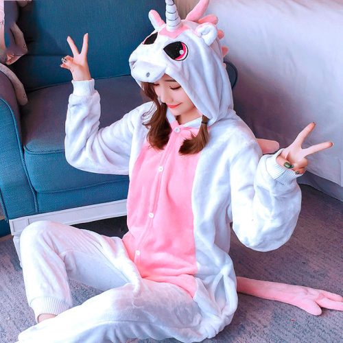 Christmas Halloween Women Unicorn Kigurumi Costume Onesie For Adults & Kids