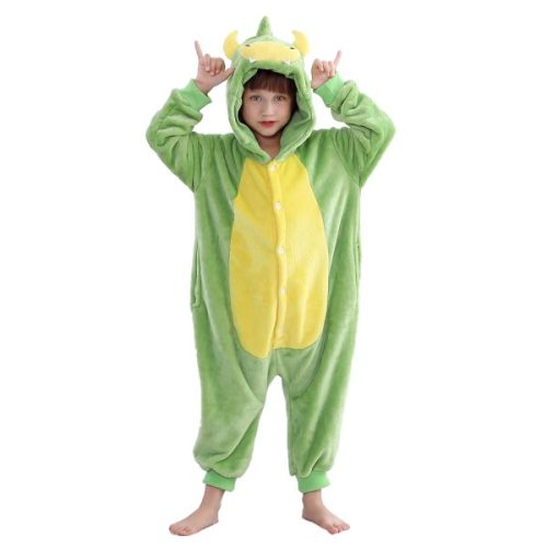 Christmas Halloween Green Dinosaur Kigurumi Costume Onesie For Kids