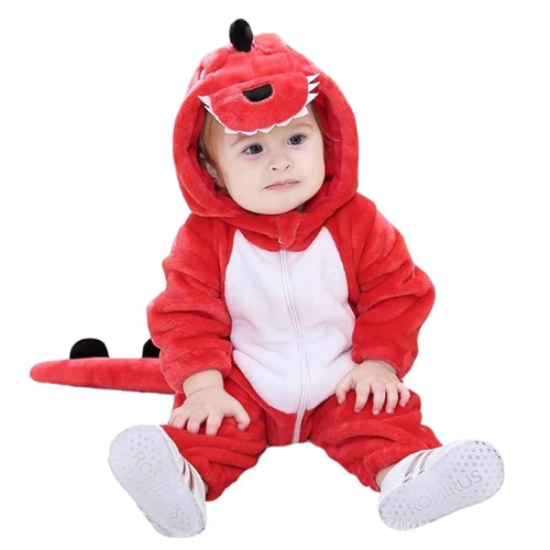 Christmas Halloween Red Dinosaur Kigurumi Costume Onesie For Baby