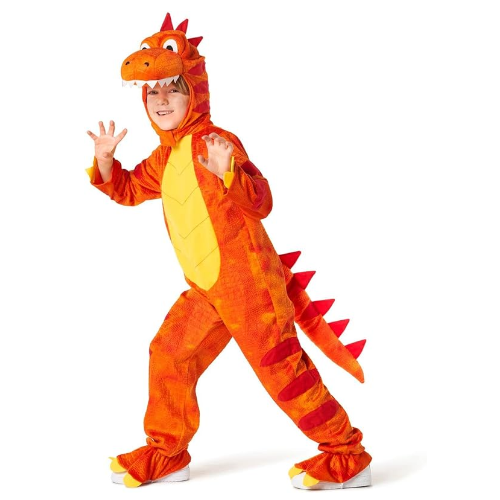 Christmas Halloween Fire Dinosaur Kigurumi Costume Onesie For Kids
