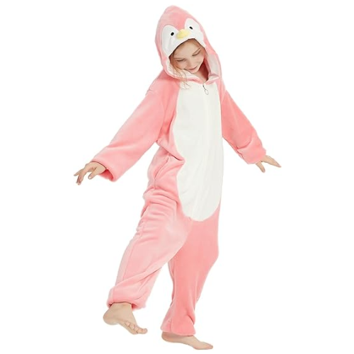 Christmas Halloween Pink Penguin Costume Onesie For Kids