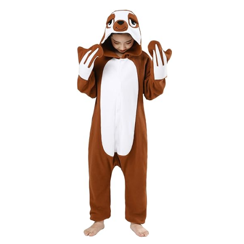 Christmas Halloween Coffee Sloth Kigurumi Costume Onesie For Kids