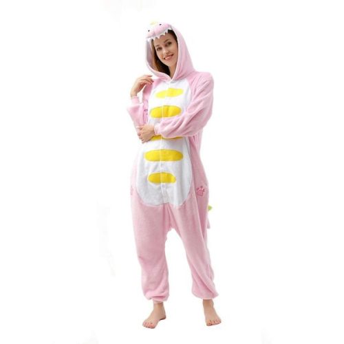 Christmas Halloween Pink Dinosaur Kigurumi Costume Onesie For Adults