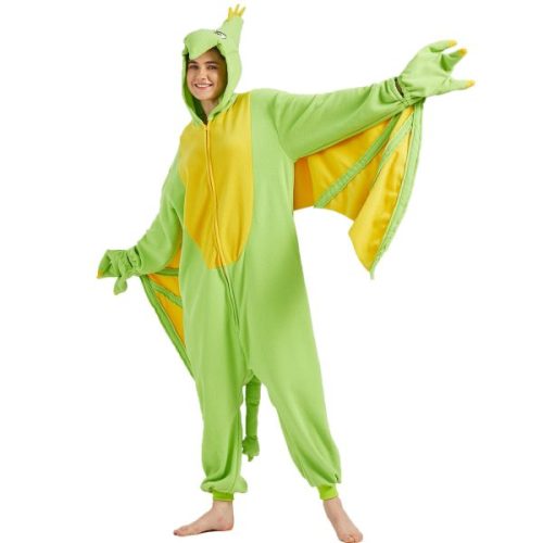 Christmas Halloween Green Pterosaur Kigurumi Costume Onesie For Adults