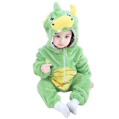 Christmas Halloween Green Yellow Dragon Kigurumi Costume Onesie For Baby