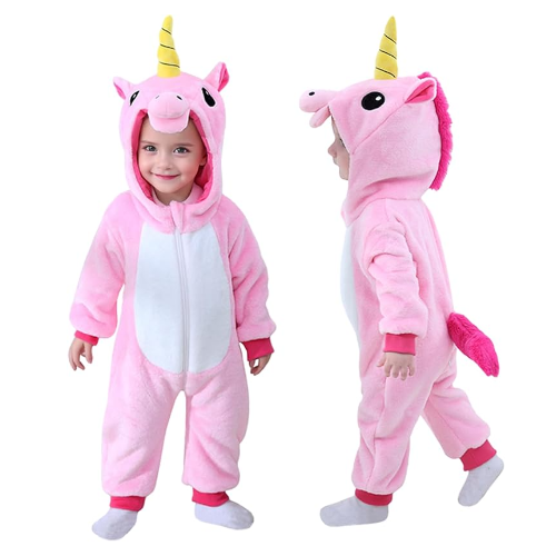 Christmas Halloween Pink Unicorn Kigurumi Costume Onesie For Baby