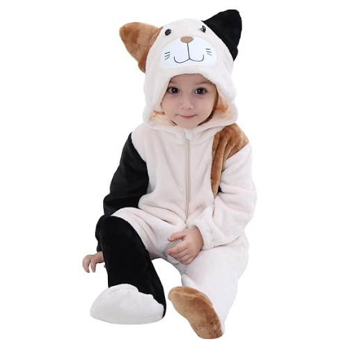 Christmas Halloween Beige Cat Costume Onesie For Baby