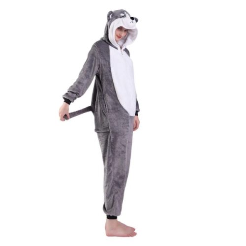 Christmas Halloween Grey Huskies Kigurumi Costume Onesie For Adults